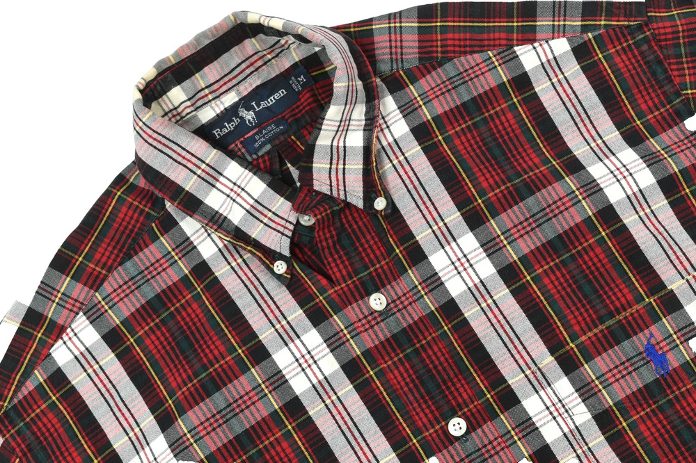 Ralph Lauren BLAIRE Shirt Mens Medium Red Plaid Long Sleeve Button-Down Cotton